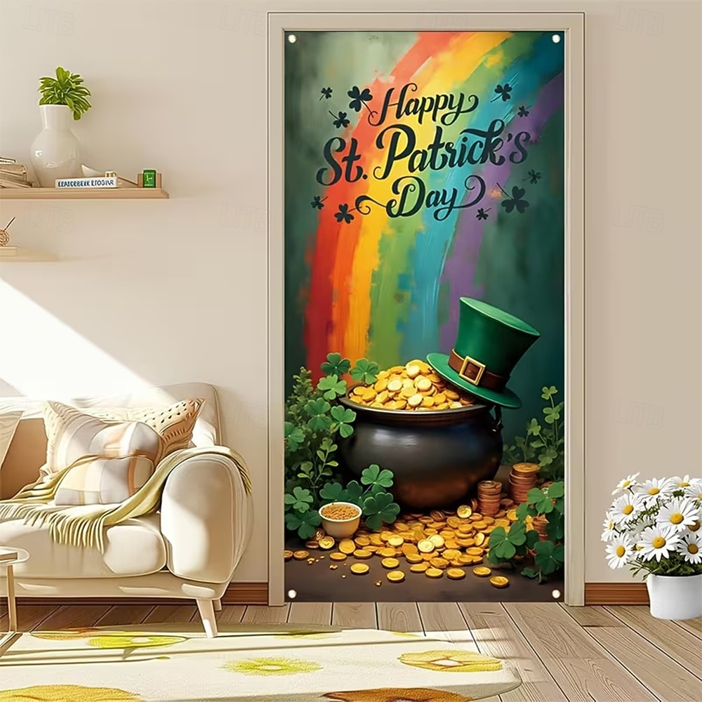 St. Patrick's Day Posters Door Cover Outdoor Banners Gold coin Green Hat Shamrock Cute 3D Party Dorm Teens Room College Dorm Guys Man Cave Frat Bedroom Shooting Backgrounds Home Decor 2026 - $20.99 –P2