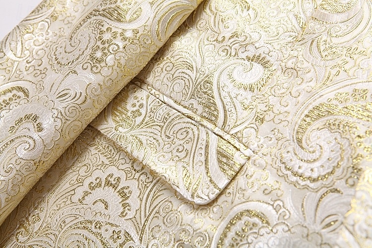 Men's Blazer Jacket Shawl Collar Fashion Party Luxury Paisley Jacquard Blazer Red Beige Tailored Fit Single Breasted One-button 2026 - $117.99 –P13