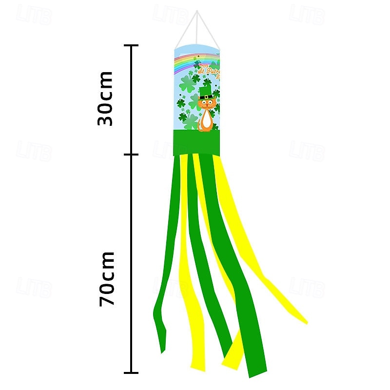 Szent Patrik-napi szélzsák zászló, ír dizájn, Szent Patrik-napi fesztivál dekoráció, színes kültéri szélzsák ünnepi ünneplésre, lóhere &lóhere design. 2026 - $8.99 –P10