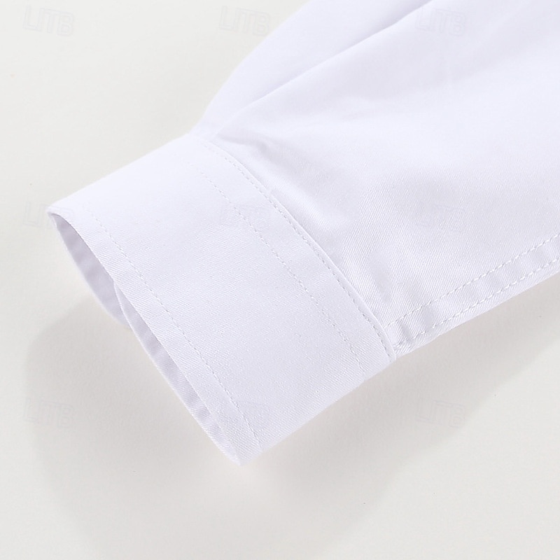 Chemises blanches unies à manches longues pour garçons, style décontracté, à boutons, idéales pour le printemps (4 ans et plus). de 2026 ? $15.99 –P4