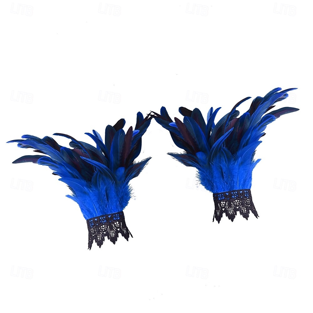 Carnaval 2026 Accesorios de Samba del Carnaval de Río Puños de Muñeca de Plumas Negras para Mujeres Puños de Raso de Encaje Disfraz de Actuación Festival Brasil 2026 - $7.99 –P16