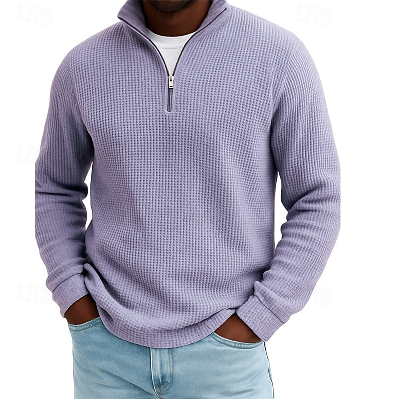 Férfi Gofris pólóingek Texturált Szabadtéri Hétköznapi Negyed irányítószám Hosszú ujj Divat Modern Tömör szín Texturált Kötött Ősz Tavasz & Ősz Ősz & tél Normál Sötétbarna Bor Fekete Fehér 2026 - $24.99 –P10