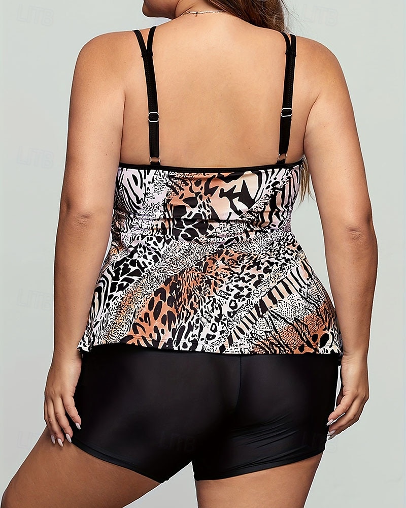 Femmes Maillot de bain 2 Pièces Tankini grande taille Tropical Ultra Léger (UL) Contrôle du ventre Élastique Sans manches Maillot de Bain Surf Plongée en apnée Été de 2026 ? $23.99 –P5