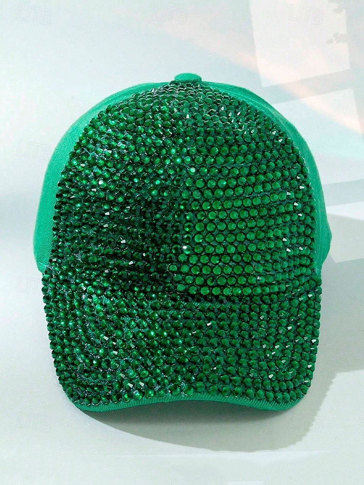 Casquette unisexe ornée de strass, en polyester, décoration scintillante, disponible en plusieurs couleurs, idéale pour la Saint-Patrick, le carnaval et au quotidien. de 2026 ? $14.99 –P7
