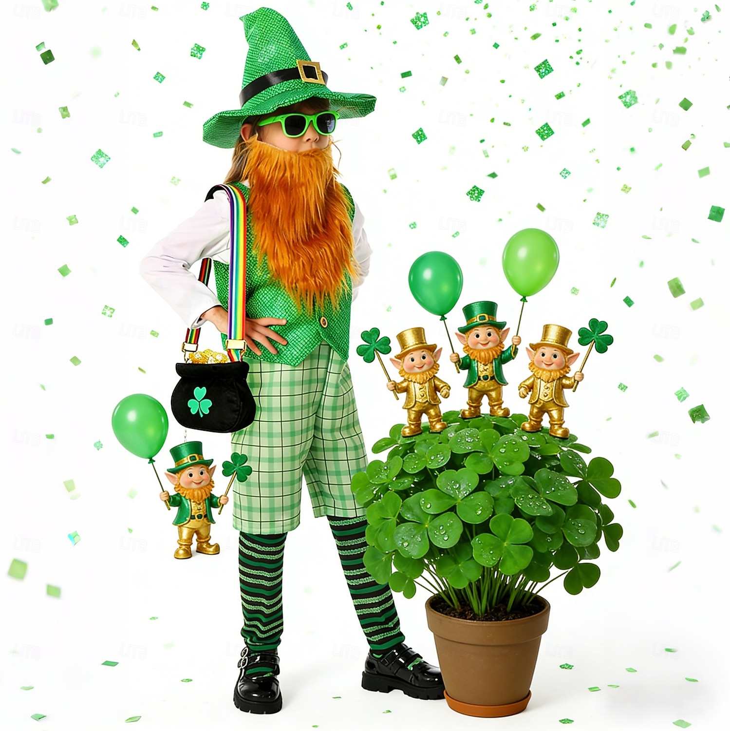 St. Patrick 2026 Shamrock Lucky Irish Carnival Fancy Costume Novelty Funny Kid's Boys' Carnival Saint Patrick's Day Party Easy Carnival Costume Dress Up 2026 - $54.99 –P1