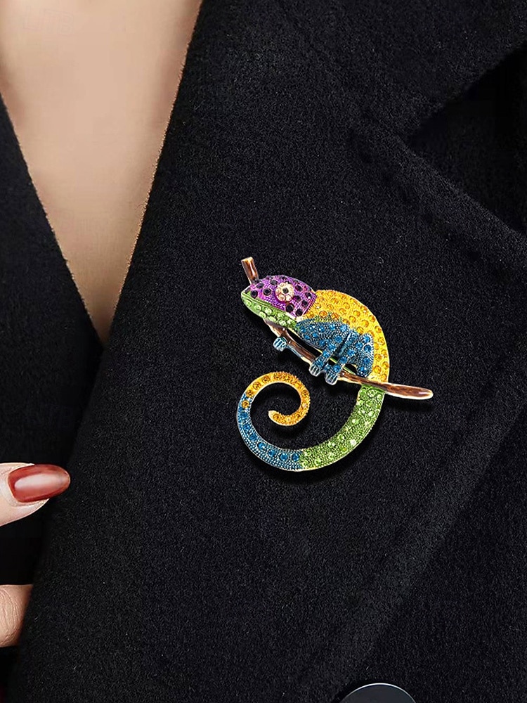 Spilla in lega per uomo Chameleon disponibile in più colori perfetta per il carnevale e balli in maschera accessorio divertente e alla moda del 2026 a $11.99 –P5