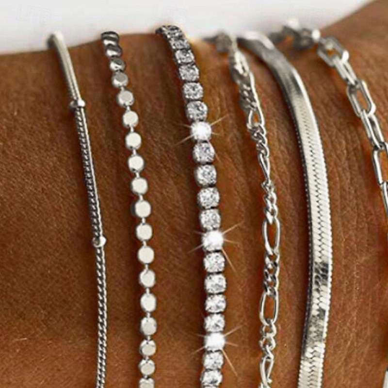 Korálky Klasika Diamant Cikánské Slitina Náramek šperky Stříbrná / Zlatá Pro Denní Dovolená 2026 - $13.99 –P4