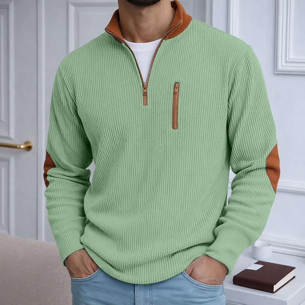 Da uomo Camicia di Velluto a Coste Maglietta Camicia a Maniche Lunghe Manica Lunga Con cerniera Autunno Inverno Autunno & Inverno Blocco di colori Quotidiano Testurizzato Casual Con zip Oversize Ampio del 2026 a $25.99 –P6