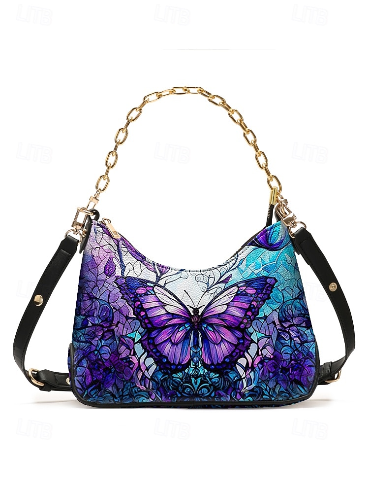 Damen-Schultertasche aus Kunstleder mit verstellbarem Riemen, Schmetterlingsmuster, in verschiedenen Farben erhältlich, vielseitige Tragemöglichkeiten für legere und formelle Anlässe. 2026 - $34.99 –P6