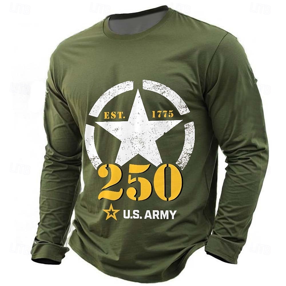 4. Juli 2026 250. Jahrestag Memorial Day Herren 3D Druck US-Flagge Crew Neck Langarm T-Shirt Freizeit Tagesstraß 2026 - $23.99 –P1