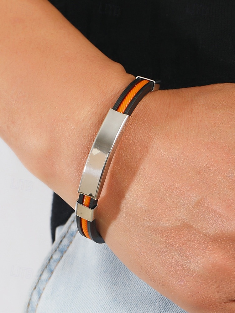 férfi rozsdamentes acél és szilikon karkötő, több színben kapható – stílusos és tartós, hétköznapi és hétköznapi viseletre egyaránt alkalmas 2026 - $5.99 –P2