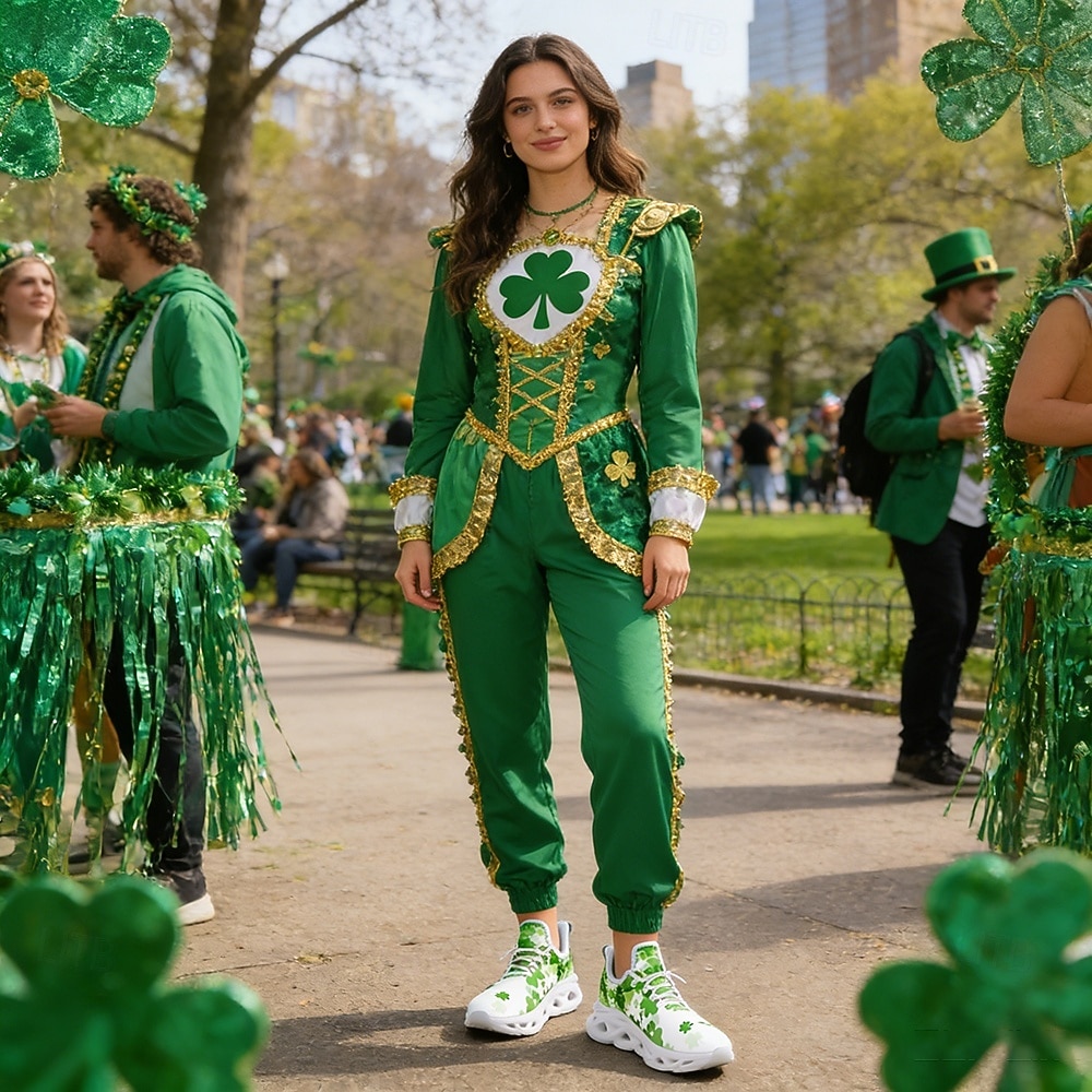 Dámské tenisky s motivem zeleného jetele ke Dni svatého Patrika – lehké prodyšné vycházkové boty s polstrovanou podrážkou, slavnostní sportovní styl na přehlídky, cestování, každodenní chůzi, cvičení a běžné nošení 2026 - $42.99 –P5