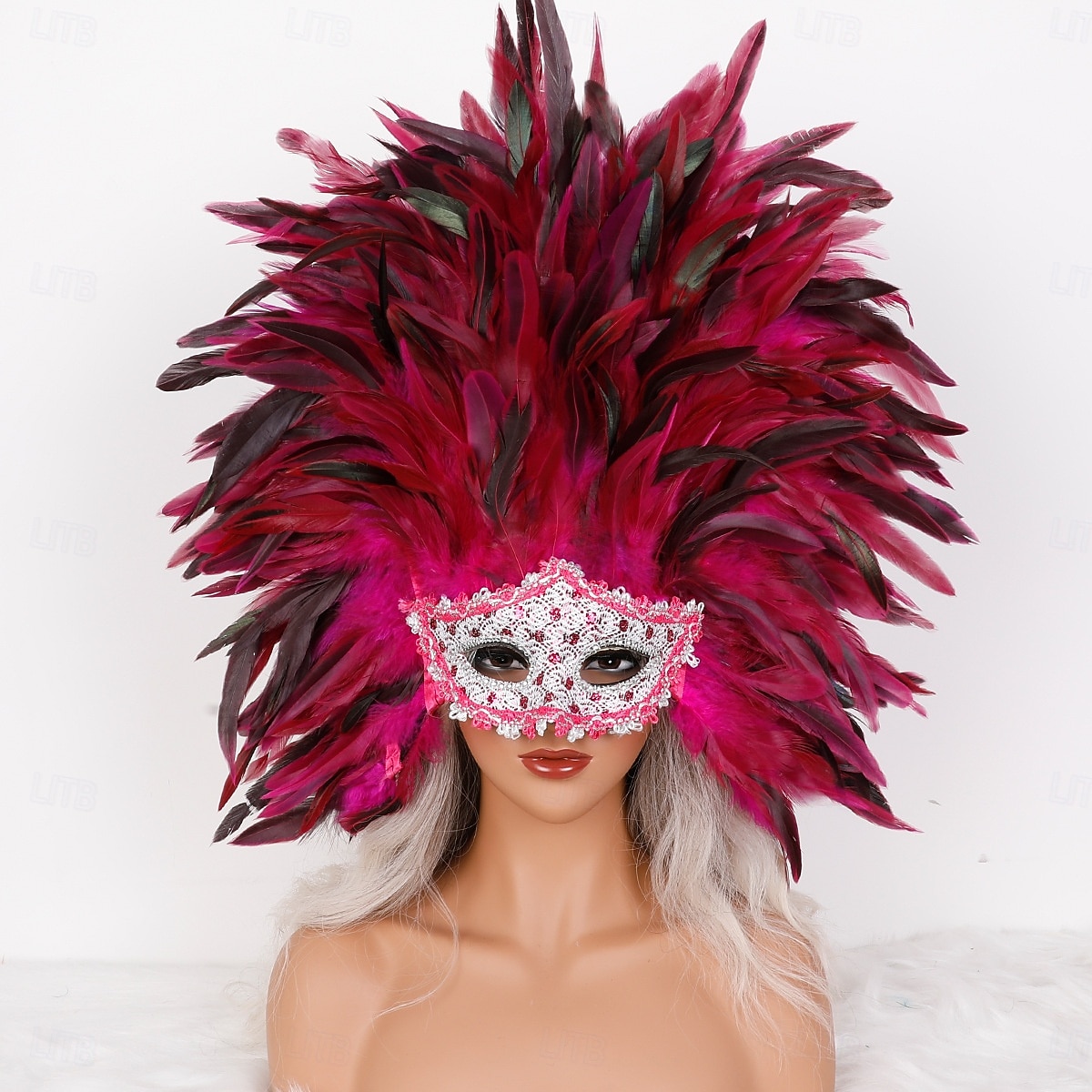 Karnevaali 2026 Rio Karnevaali Samba Lisävarusteet Karnevaali Höyhenmaski Päähine Punainen Oranssi  Valkoinen Täysin Höyheninen Maski Brasilia Festivaali Esityspuku 2026 - $42.99 –P8