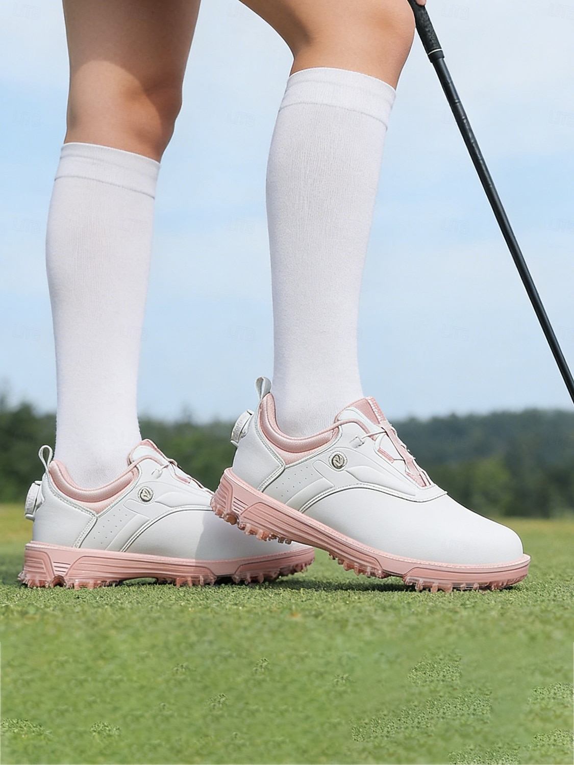Women's Golf Shoes - White & Pink Stylish Athletic Sneakers with Non-Slip Sole, Cute Preppy Style for Female Golfers, Perfect for Golf Courses, Casual Outdoor Activities & Daily Wear 2026 - $89.99 –P4