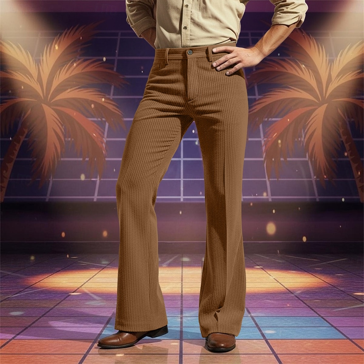 Ανδρικά Παντελόνια Παντελόνι επίσημο Κοτλέ παντελόνι Πάτος καμπάνας Φουντωμένο παντελόνι Τσέπη Σκέτο Άνεση Πλήρες μήκος Καθημερινά Επιχείρηση Αργίες Διακοπές Μοντέρνα Λευκό Καφέ Μικροελαστικό 2026 - $13.49 –P4