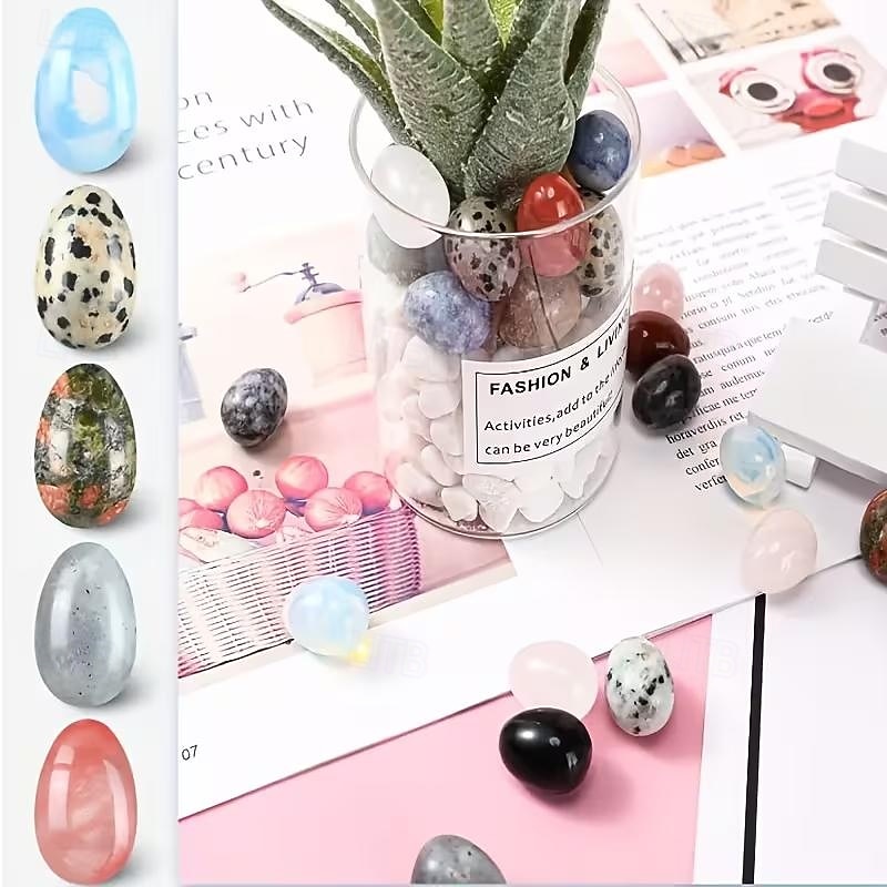 10 db-os csomag húsvéti tojás kristálykövek, csiszolt, véletlenszerű színű drágakövek barkácsoláshoz, lakberendezéshez, asztali díszként való használatra, akvárium dekorációhoz, ünnepi és születésnapi 2026 - $24.89 –P6