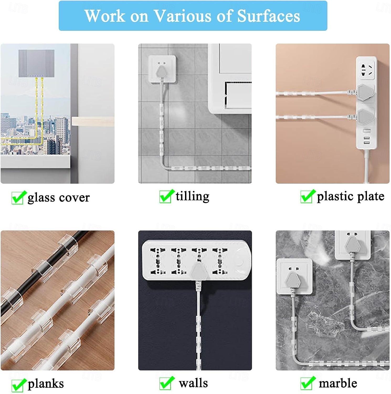 80 clips de câble (petits) &(grand format), serre-câbles adhésifs de finition pour fixation murale (TV, PC, ordinateur portable), clips de gestion de câbles, clips pour éclairage extérieur de 2026 ? $15.99 –P2