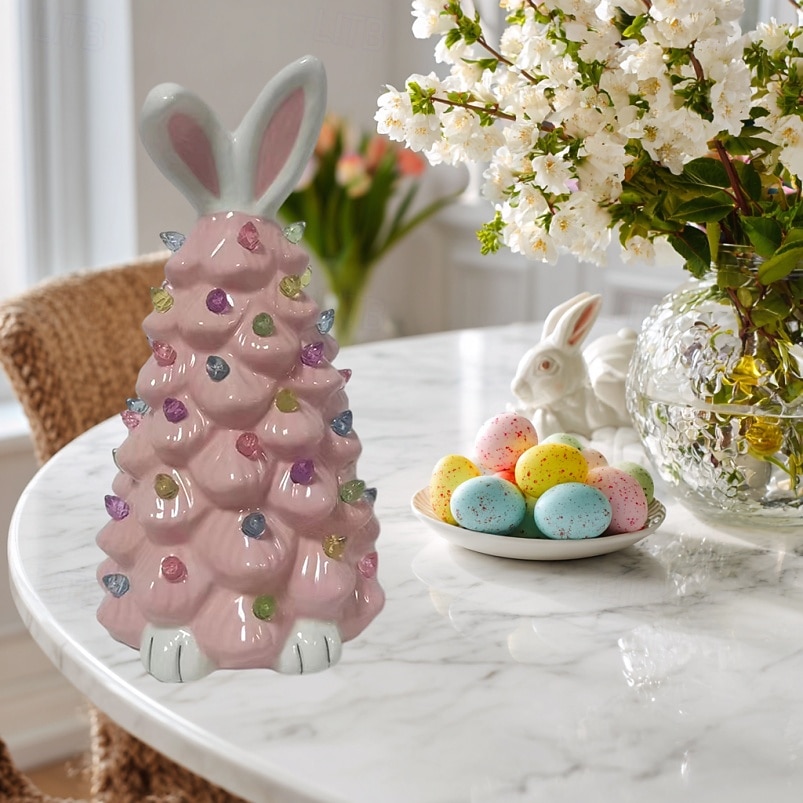 Easter Ceramic Rabbit Tree Lights AAA Battery Indoor/Outdoor Bedroom Bedhead Party Living Room Dining Room Desktop Decoration Light 24.5 * 14CM 2026 - $27.99 –P1