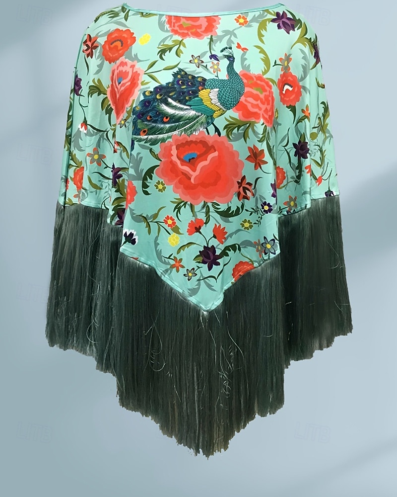 Women's Blouse Tassel Print Floral Active Stylish Long Sleeve Crew Neck Regular Tops Daily Holiday Going out Blue Yellow Summer Spring 2026 - $44.99 –P6