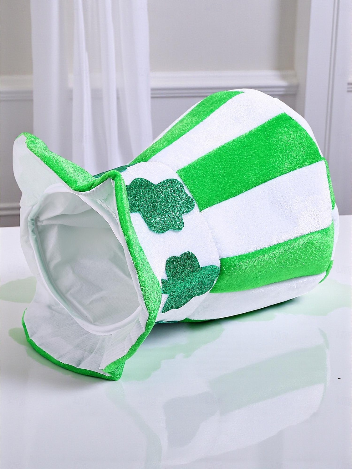pánská zelená na Den svatého Patrika &Bílý pruhovaný skřítkový klobouk s trojlístky – slavnostní pokrývka hlavy pro oslavy Dne svatého Patrika 2026 - $14.99 –P4