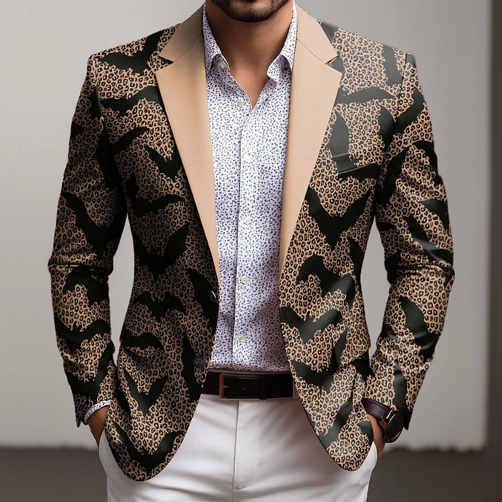 Ανδρικά Νυχτερίδα Μπουφάν μπλέιζερ Παλτό Μοντέρνα Άνετο Αναπνέει Καλλιτεχνικό Καθημερινό Causal Καθημερινά Βραδινό Ρούχα για Πάρτυ Τσέπη 3D εκτύπωση Κουμπιά Όλες οι εποχές Εγκοπή Μακρυμάνικο 2026 - $85.99 –P1