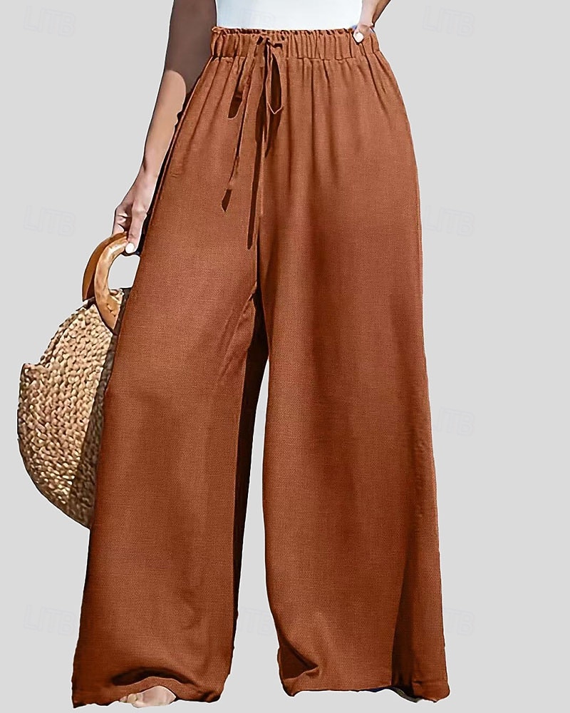 Damen Kunstbaumwollleinen Weites Bein Chinos Sommerhose Urlaub Streetwear Lässig Volle Länge Mittlere Taillenlinie Einfach Kordelzug Tasche Atmungsaktiv Mikroelastisch Täglich Outdoor Straße Grau 2026 - $24.99 –P5