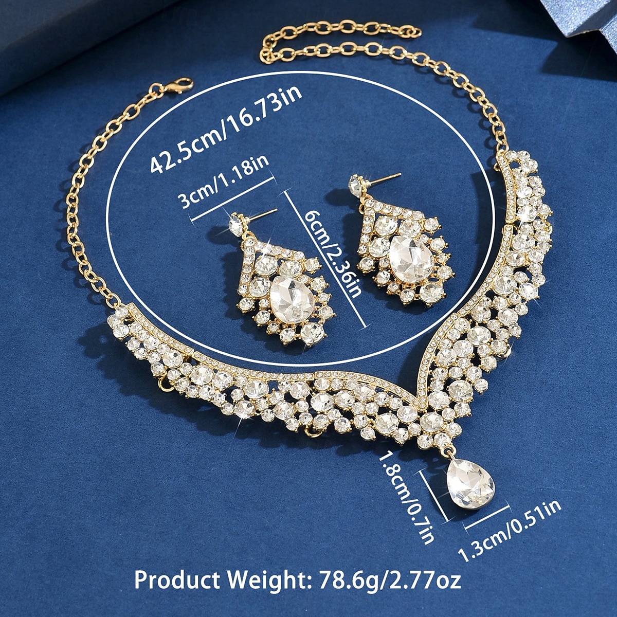 Rotes Kristall-Halsketten-, Ohrring- und Armband-Set für Damen, goldfarbener Strass-Statement-Schmuck, eleganter Glamour-Stil für Partys &Abendveranstaltungen 2026 - $14.99 –P1