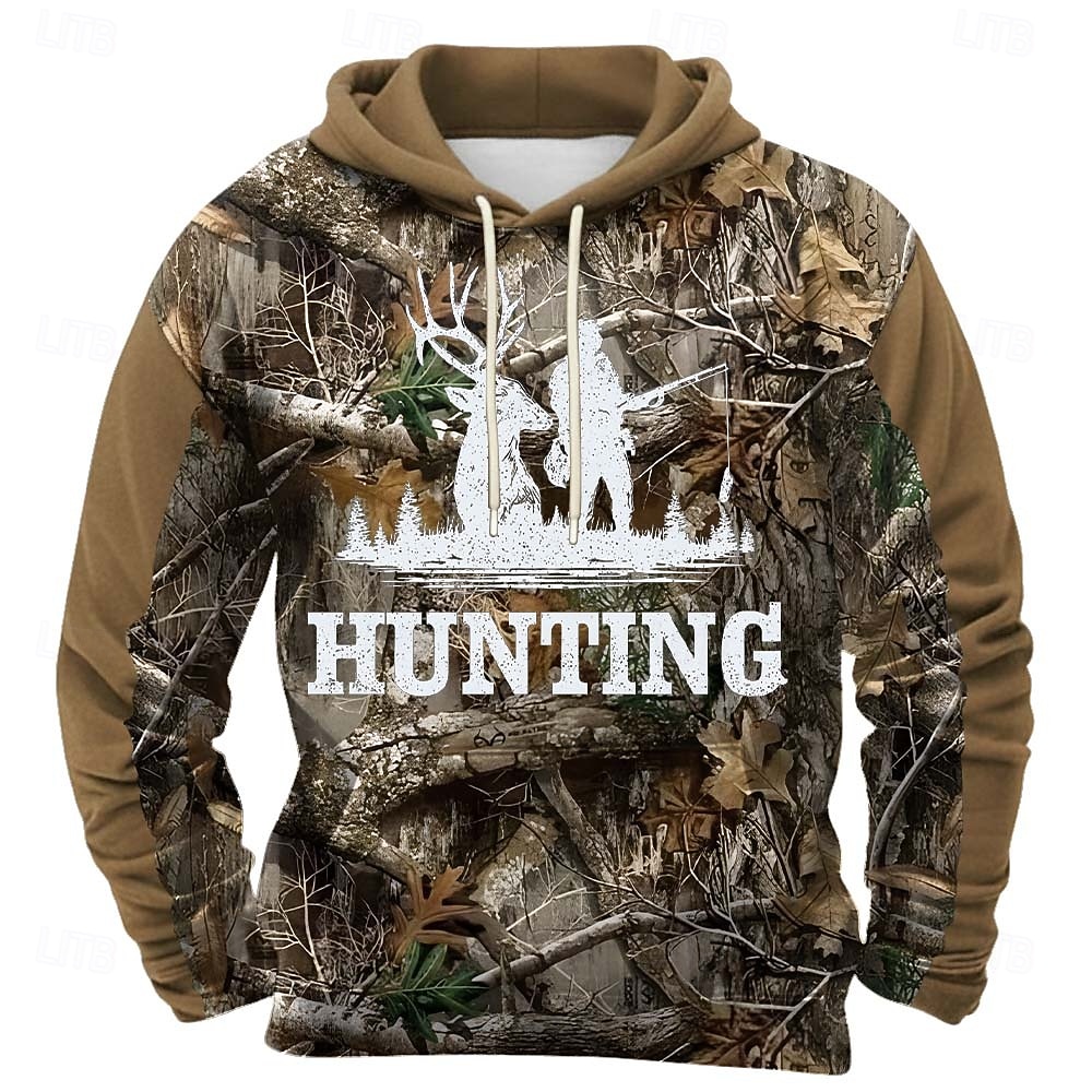 Men's Deer Hoodie Sweatshirt Fashion Classic Crew Neck Outdoor Hunting Black Brown Brown 2 Brown 3 Drawstring Fall Winter Designer S M L XL XXL XXXL 2026 - $30.99 –P4