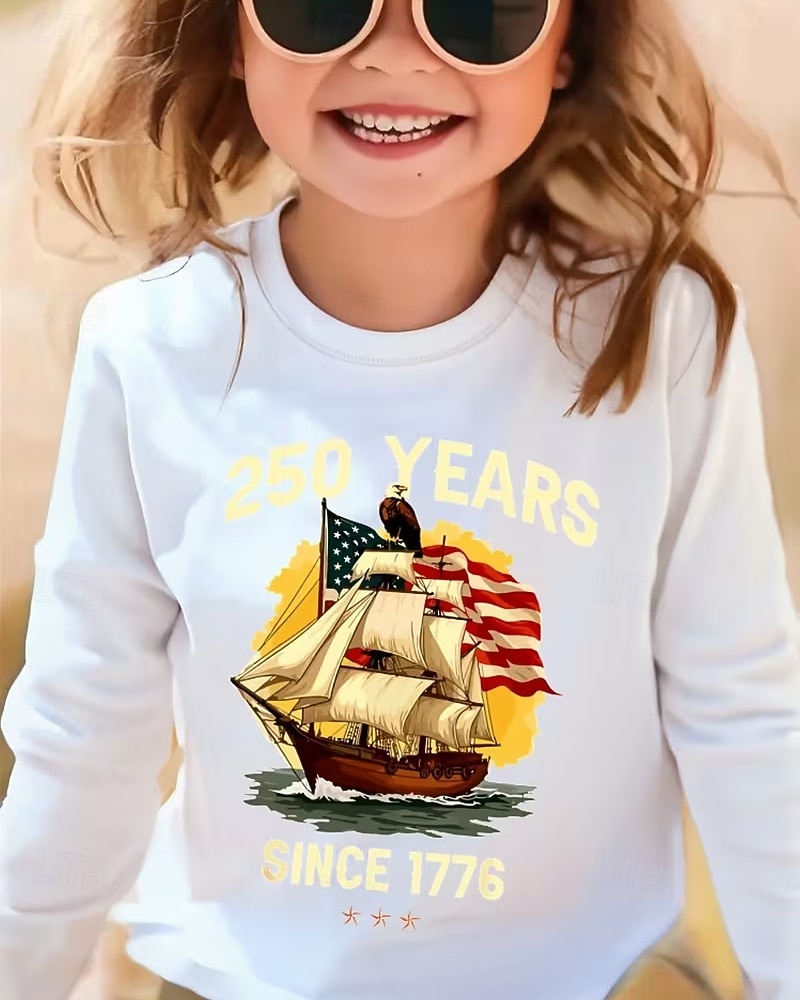 Unisex Fete 3D Grafic Steag A 250-a aniversare Steagul american al SUA pentru copii Tricou Manșon Lung Tipărire 3D Vară Toamnă Sport Modă Șic Stradă Copii 4-12 ani Stil Nautic Casual Zilnic În aer 2026 - $14.99 –P9