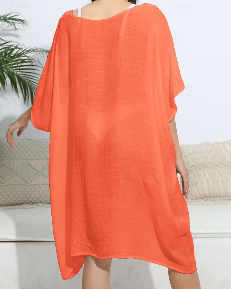 Dámské Plavky Přehozy Šaty do vody Sleva až 30% Plavky Vystřižený prázdniny Oblečení na pláž Pevná barva Do V Krátké rukávy Plavky 2026 - $27.99 –P16