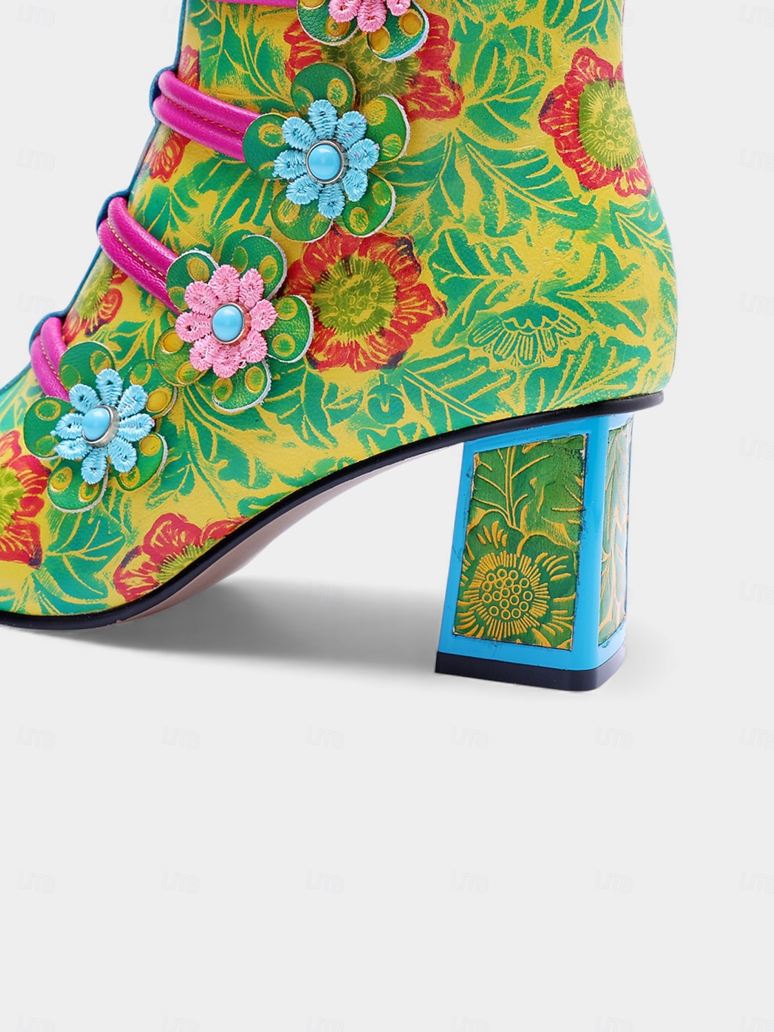 Női Mardi Gras Színes Virágos Csipkés Magassarkú Csizmák – Élénk Retro 1970-es Évek Inspirálta Design Világos Virágos Részletekkel Tökéletes Karneválra Fesztiválokra és Jelmezes Eseményekre 2026 - $99.99 –P5