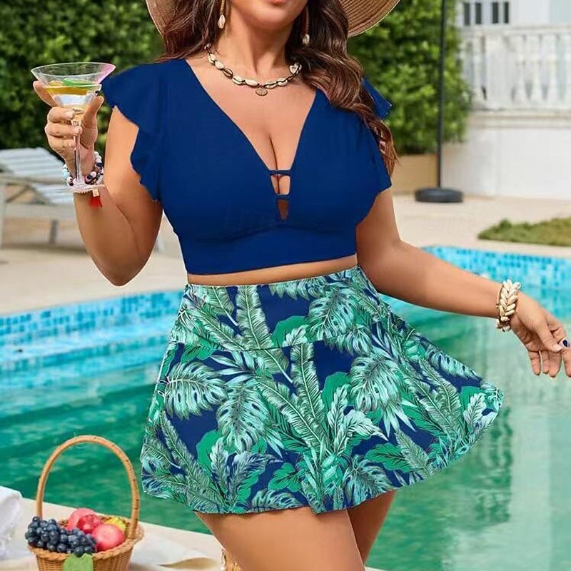 Mujer Vestidos de Playa 2 Piezas Trajes de baño Tropical Utra ligero (UL) Control de barriga Elástico Manga Corta Bañadores Surf Submarinismo Verano 2026 - $23.99 –P18