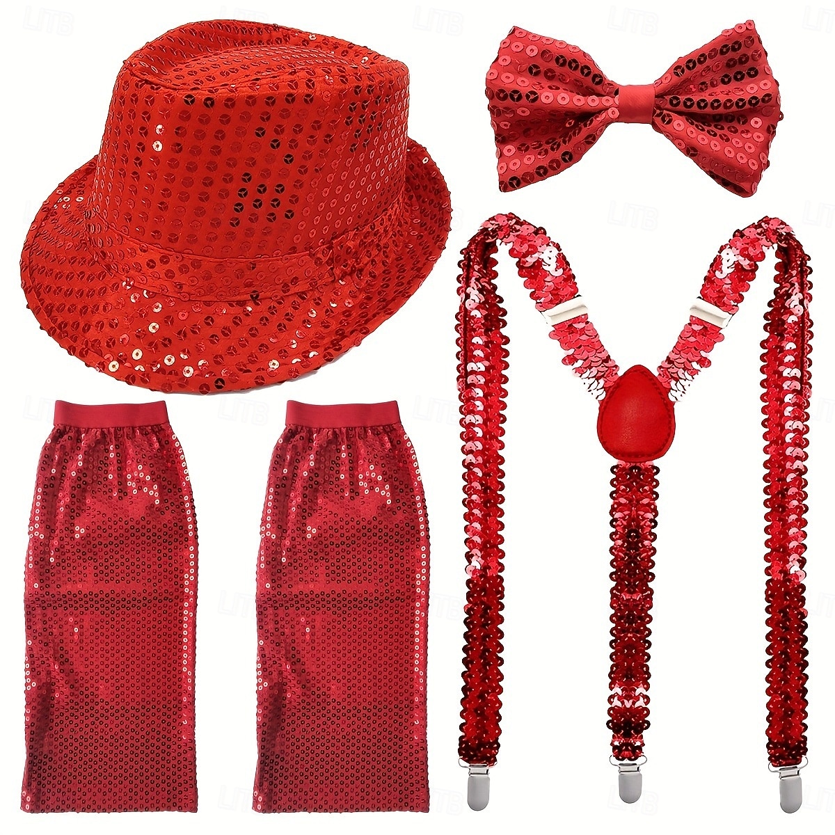 Disfraz de carnaval Disfraz de lujo Sombrero de panamá Tirantes con espalda en Y Disco Retro Antiguo Años 80 Lentejuelas Adulto Hombre Mujer Unisexo Víspera de Todos los Santos Carnaval Fiesta 2026 - $24.99 –P3