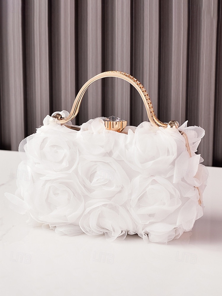 Women's Floral Evening Clutch Bag with Chain Shoulder Strap, Elegant Rose Appliqué Design, Multi-Color Formal Handbag for Weddings, Evening Parties & Banquets 2026 - $29.99 –P13