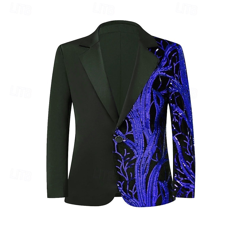 Kids Boys' Blazer Outerwear Sequin Tree Long Sleeve Pocket Buttons Coat Party Fashion Streetwear Cool Blue Red Purple Spring Fall 4-12 Years 2026 - $74.99 –P15