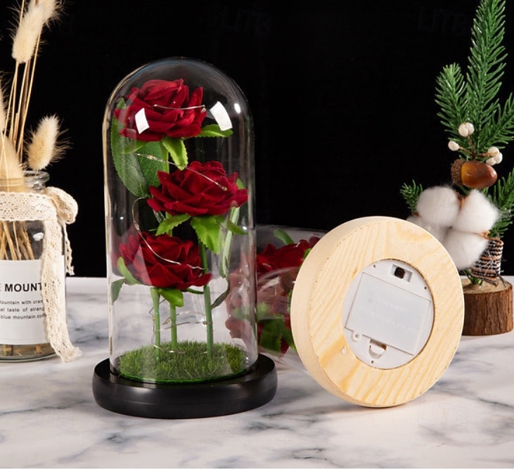 Luz nocturna decorativa de rosa LED simulada para el Día de la Madre 21.5 * 11.5CM Regalo para novia esposa y madre Luz ornamental de ambiente en dormitorio interior batería AAA cubierta transparente 2026 - $12.99 –P4
