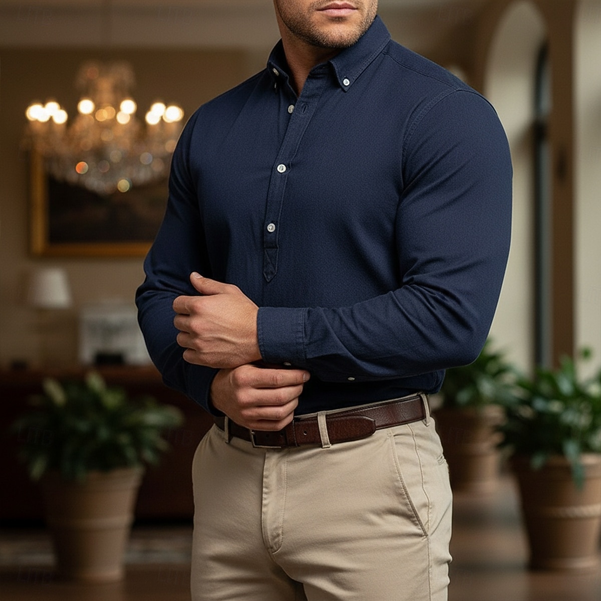 Per uomo Camicia popover Camicia Oxford Blu denim Nero Bianco Blu marino Blu scuro Manica Lunga Semplice Colletto italiano visibile Casuale All'aperto Tasca Abbigliamento Neutro Moda Quotidiano Casual del 2026 a $24.99 –P3