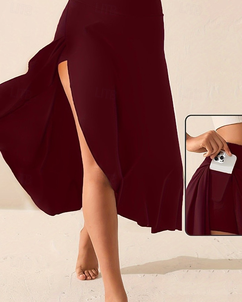Mulheres Elegante Estilo bonito Médio Cintura Alta Saias Tecido Franzido Hem irregular Sem Elasticidade Diário Praia Preto Vermelho Azul Roxo Verão de 2026 por $16.99 –P5