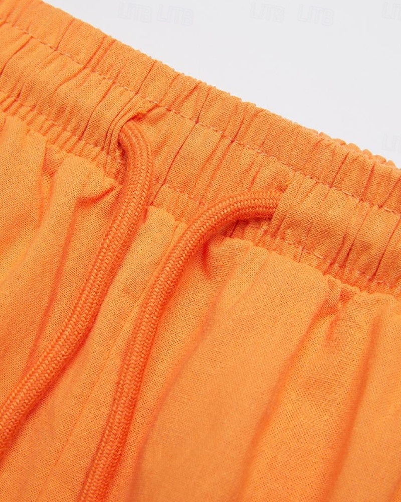 Жен. капри шорты Шорты из хлопка и льна Чино Укороченные Отпуск Уличный стиль На каждый день Длина колена Нормальная Полотняное плетение Кулиска Карман Удобный Дышащий Неэластичная 2026 - $19.99 –P7