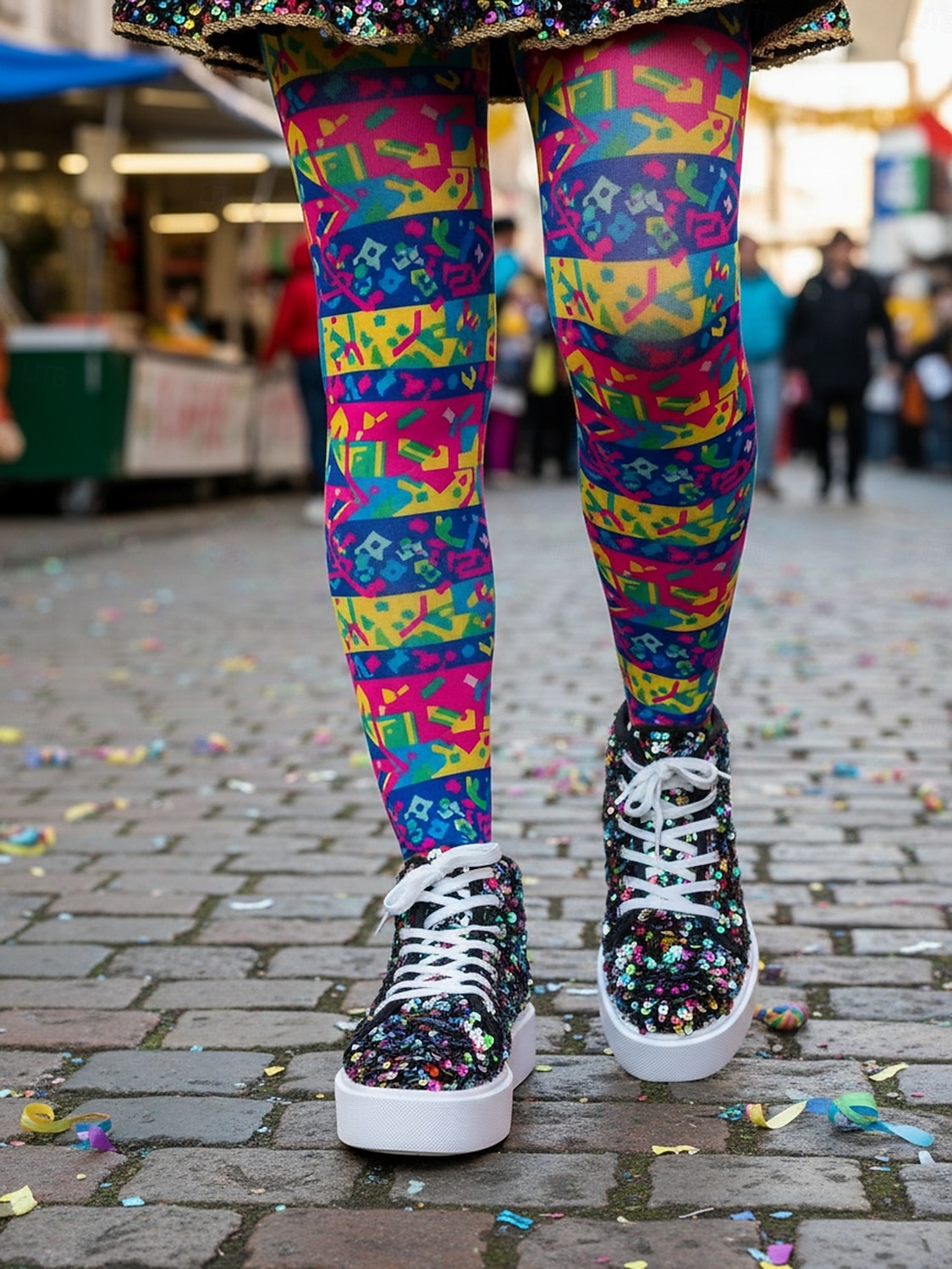 Women's Mardi Gras Black Colorful Sequin High-Top Sneakers – Trendy Festival Shoes for Carnival, Parades and Street Parties 2026 - $46.99 –P7