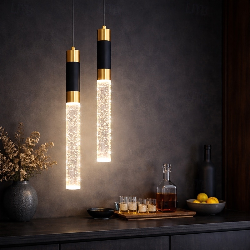 LED-Pendelleuchte, dimmbar, 34 cm, Kristall, moderne Kücheninsel-Leuchte, verstellbare Pendelleuchte für Kücheninsel, schwarz-goldener LED-Kronleuchter für Esszimmer, Schlafzimmer, Mini-Pendelstrahler 2026 - $115.19 –P1