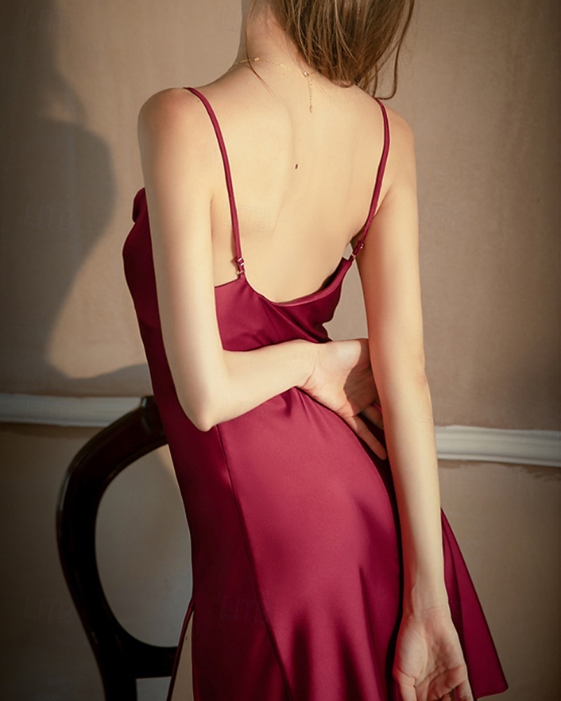 Femmes Chemise de Nuit Sexy Occasionnel Doux Couleur Unie Dos nu Jupe Quotidien Maison Lit Sans manches Bretelles Noir Blanche Vert Claire Rose Claire Vin Été Coupe régulière de 2026 ? $18.49 –P4
