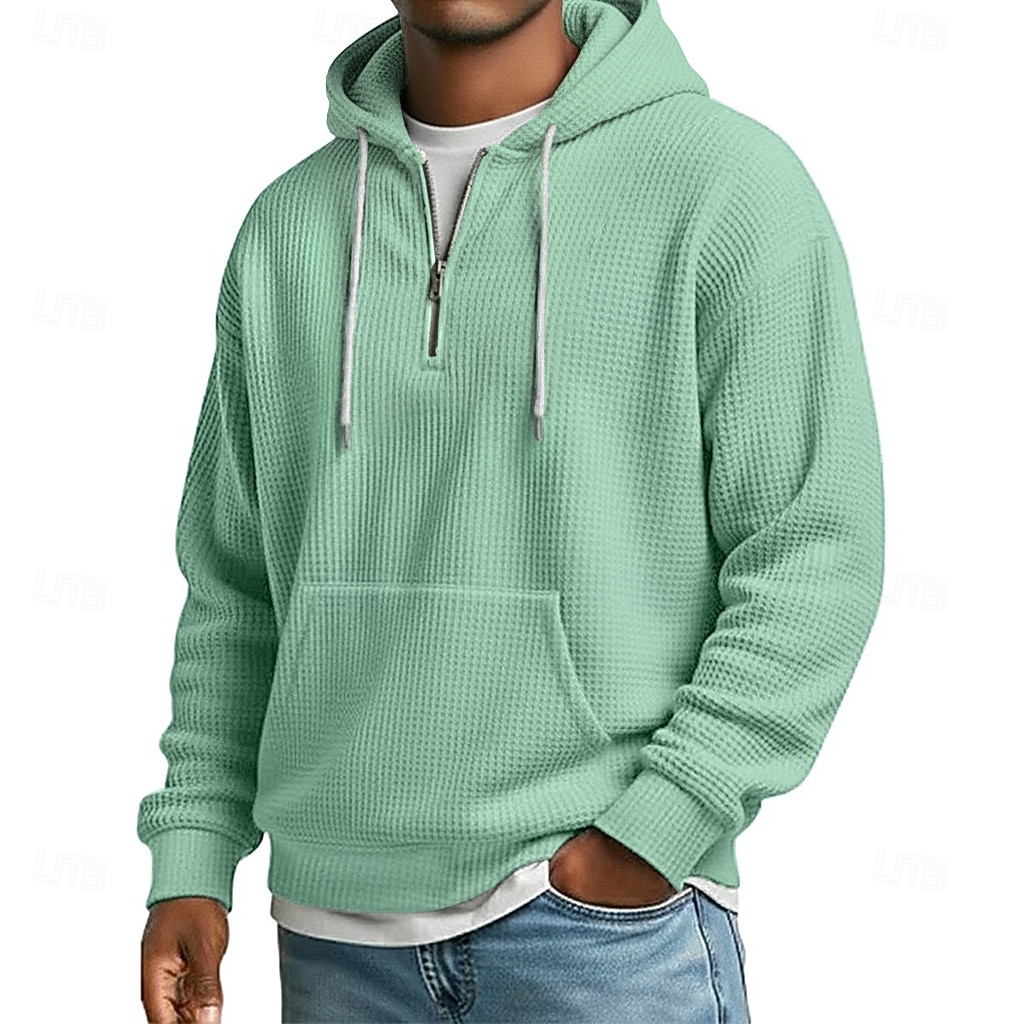 Per uomo Felpa con cappuccio Felpa con cappuccio a nido d'ape Blu Nero Verde chiaro Verde militare Viola Con Cappuccio Semplice Tasca a marsupio Sport & Outdoor Casuale Quotidiano senza stampa del 2026 a $28.99 –P3