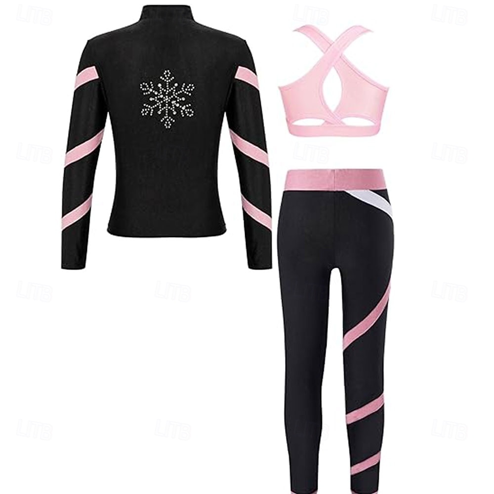 Eiskunstlaufjacke mit Hose, Damen- und Mädchen-Eiskunstlaufbekleidung, pink, dehnbar, Trainings- und Wettkampfbekleidung, wärmend, mit Kristallen/Strasssteinen besetzt, langärmlig, Eiskunstlauf 2026 - $182.99 –P2