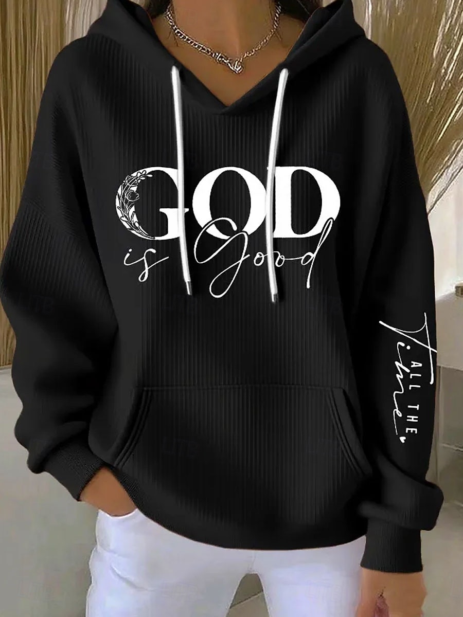 Damskie Bluza z kapturem i bluzą Graficzny Litera Codzienny Długi rękaw Kaptur Zwykłe topy Codzienny Na co dzień Sport Niebieski Czarny Biały Rumiany róż Wiosna Jesień 2026 - $35.99 –P3