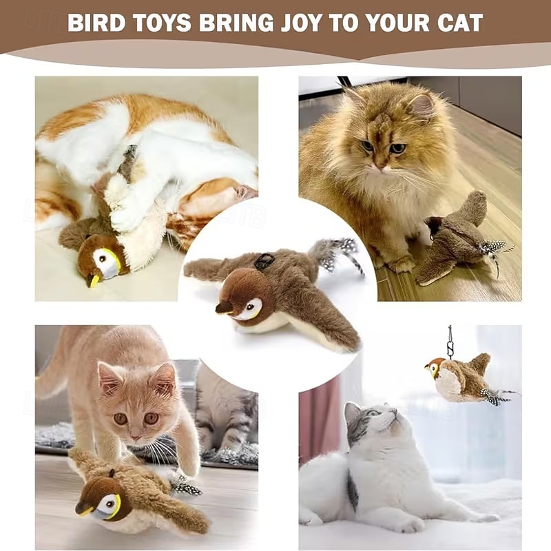 Jouet oiseau couineur rechargeable pour chats &Chiens - jouet interactif pour animaux de compagnie, conçu avec des plumes artificielles résistantes, un effet sonore réaliste et rechargeable par USB. de 2026 ? $24.99 –P11