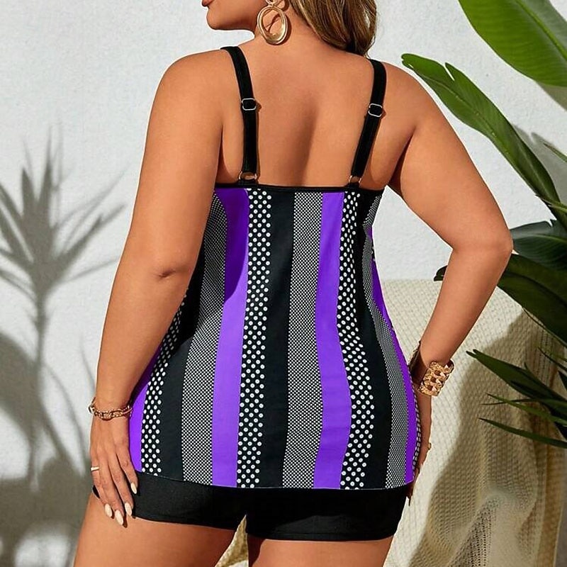 Per donna Costume da bagno 2 pezzi Costumi da bagno A righe Ultra Leggero (UL) Controllo addominale Elastico Senza Maniche Costume da Bagno Surf Snorkeling Estate del 2026 a $22.99 –P10