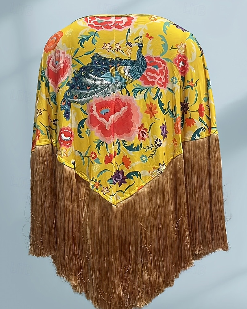 Women's Blouse Tassel Print Floral Active Stylish Long Sleeve Crew Neck Regular Tops Daily Holiday Going out Blue Yellow Summer Spring 2026 - $44.99 –P4