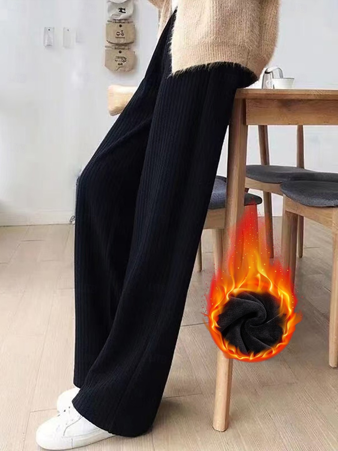 Femmes Taille Asiatique Chinos Pantalons Pyjamas Droit Occasionnel Plus de velours Longueur complète Taille hautePantsHalloween Noël Saint Valentin Couleur Unie Taille Élastique Chaud Toison Chaud de 2026 ? $27.99 –P2