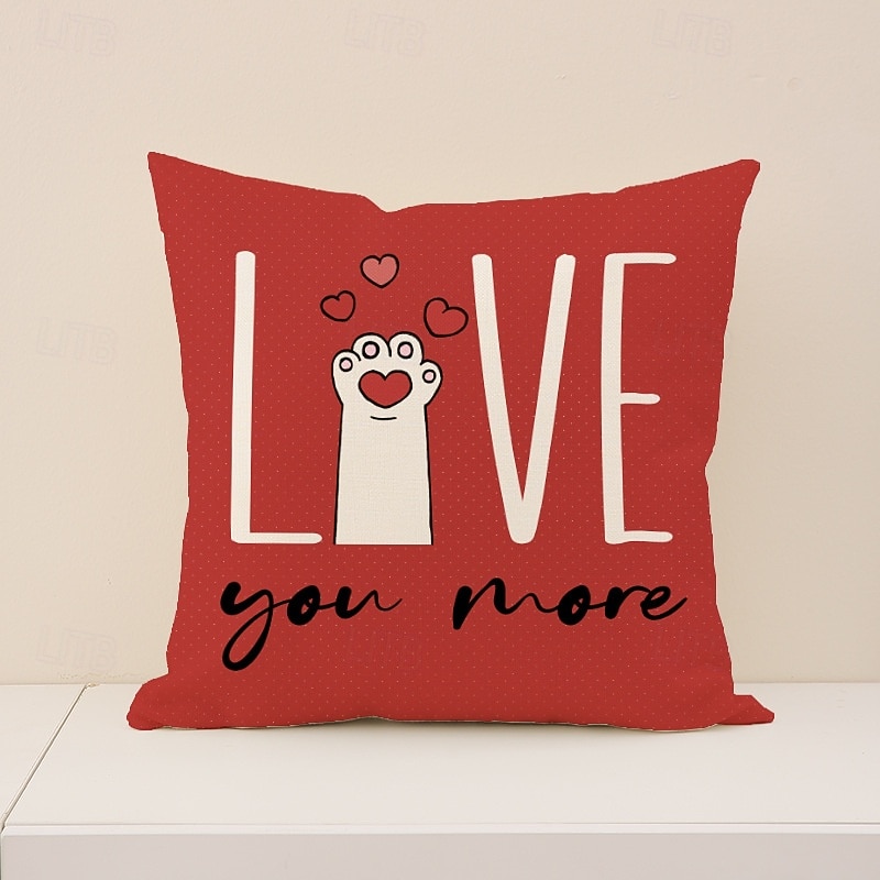 Ystävänpäivän kissakuvioinen tyynynpäällinen, sydänkuvioinen koristetyyny, täydellinen sohvalle, olohuoneeseen, makuuhuoneeseen, ihanteellinen romanttisen lomatunnelman luomiseen ja viihtyisään 2026 - $12.99 –P5